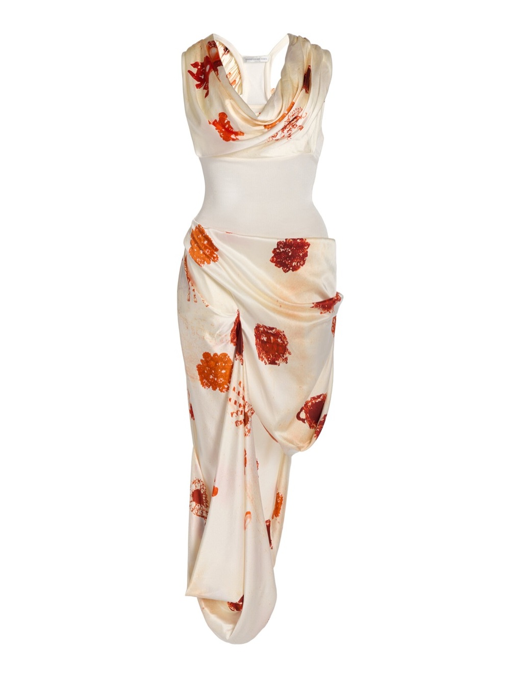 New Christopher Esber Cyanotype Heirloom Print Draped Silk-blend Dress